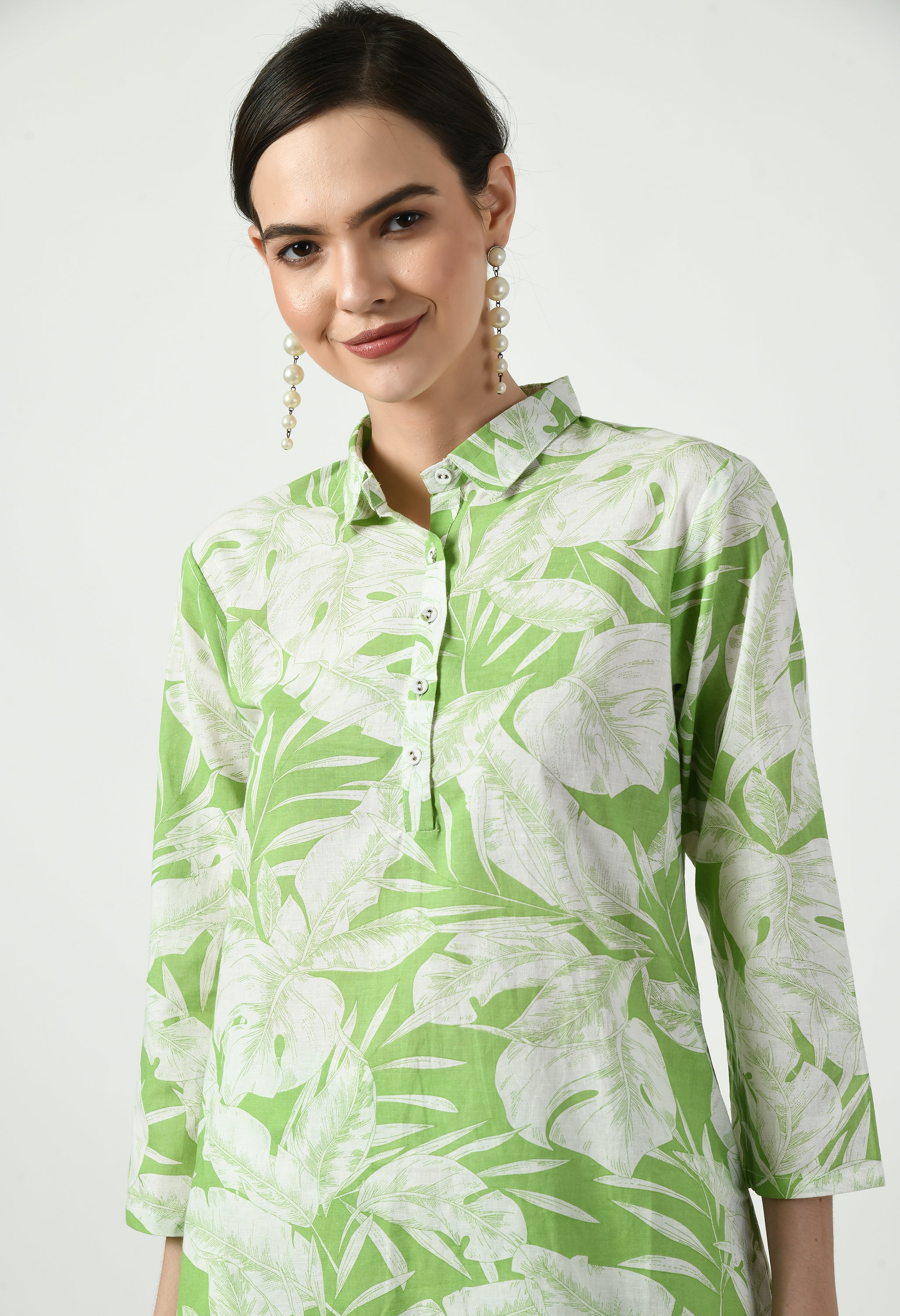 Leaf Print Cotton Kurta Set | Leaf Print Kurta Set